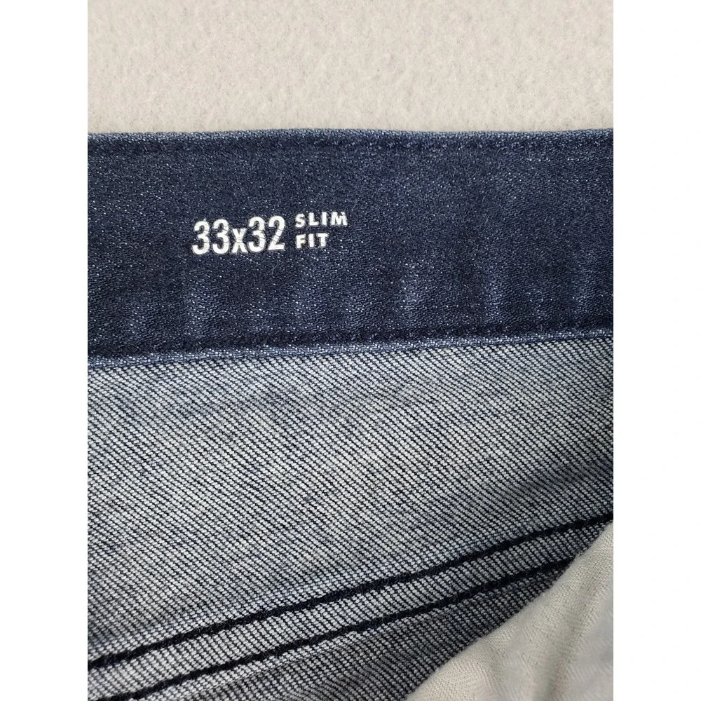 Banana Republic Men Jean 33X32 Blue Denim Slim Straight Leg Mid Rise Stretch‎
